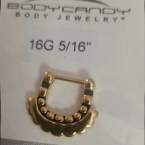 Body Candy Black and Gold tone Septum Ring 16g Hypoallergenic